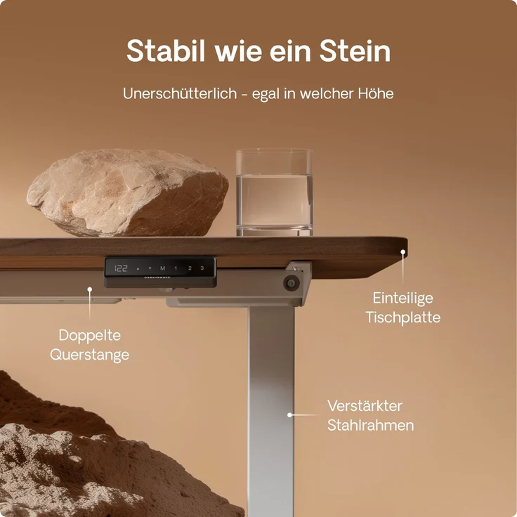 Desktronic HomeOne Elektrisch höhenverstellbarer Schreibtisch 140x70cm Weiß/Walnuss mit Memory-Funktion, Anti-Kollisions Technologie, USB-A und USB-C-Ladeanschlüssen – Bild 4