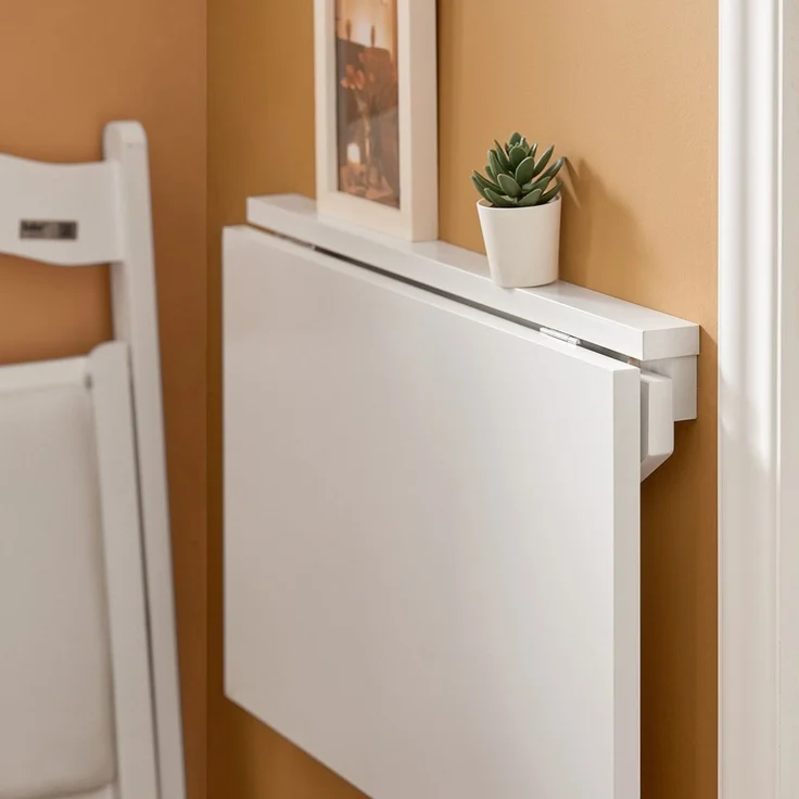 SoBuy FWT03-W Wandklapptisch, MDF, Lackiert, Weiß, 60 x 26 x 40 cm – Bild 4