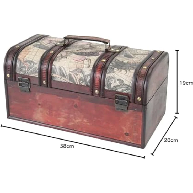 HMF Schatzkiste Schatztruhe aus Holz mit Metallschloss, dekorative Holzkiste 38 x 20 x 19 cm, Kuba – Bild 10
