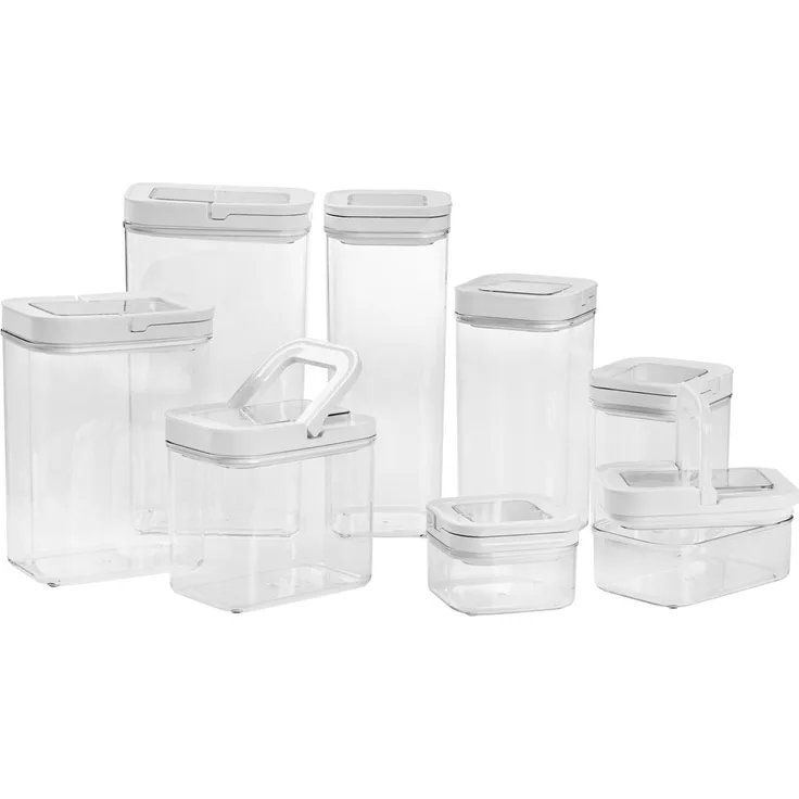 Homeware Vorratsdosen Set 8-tlg, Kunststoff klar, 22 x 31 x 13 cm, lebensmittelecht stapelbar