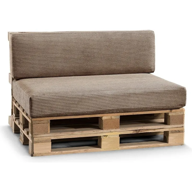 Gutekissen® Palettenkissen Gerippte Kissen, Palettenauflagen Sitzkissen Rückenlehne Gerippt PFL (Set (Sitzkissen 120x80 +Rückenlehne 120x40), Hellbraun)