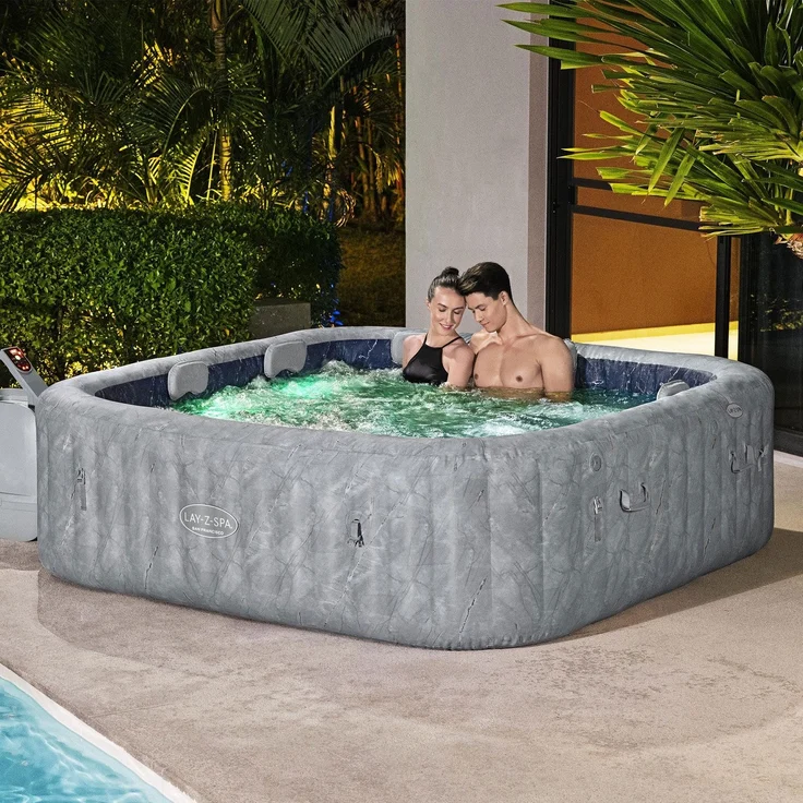 LAY-Z-SPA® Energiespar-Whirlpool San Francisco HydroJet Pro™ mit App-Steuerung, für 7 Personen 230 x 230 x 71 cm, Marmor-Optik (Samtgrau) – Bild 6