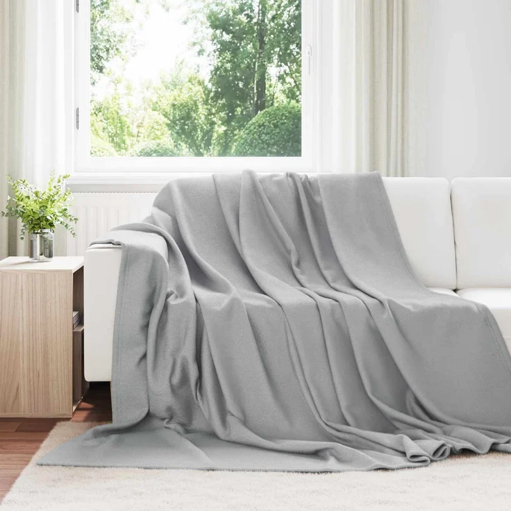 vidaXL Überwurfdecke Grau 240 x 220 cm Fleece 42017019 – Bild 1