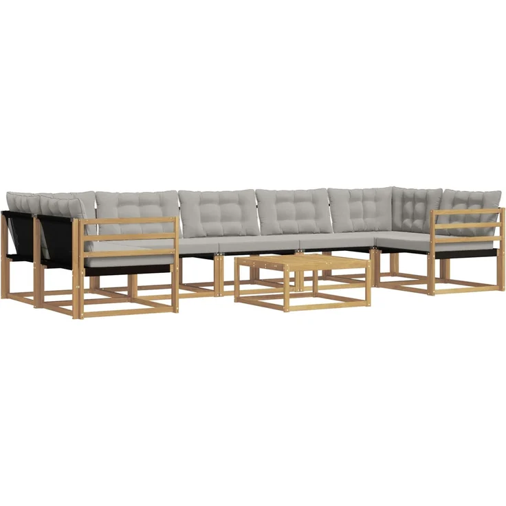 vidaXL Outdoor-Sofagarnitur 8 pcs Weiß und Hellgrau 79 x 79 x 37 cm 3388505 – Bild 2