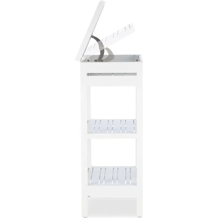 Relaxdays Regal mit Ablagen und Klappe, Bambus weiß, 46 x 29,5 x 76,5 cm – Bild 7