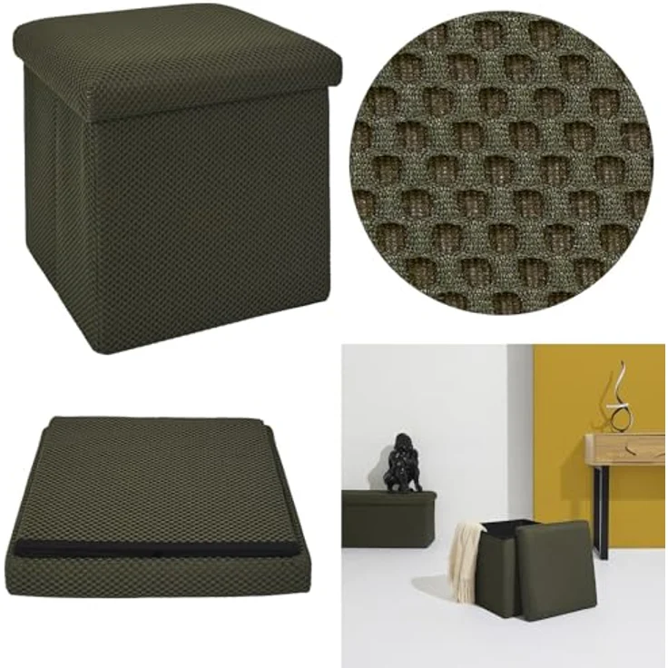HOME DECO FACTORY, HD0507, Faltbare Ottoman-Truhe, modernes Design, multifunktional, praktische Aufbewahrung, optimaler Komfort, einfache Wartung, Khaki, 38x38 cm – Bild 9