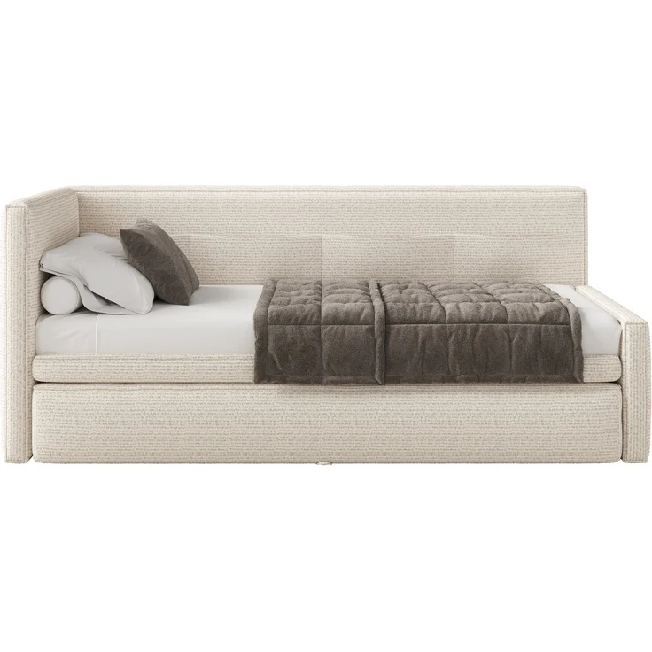 Selsey 'Nesmi' Polsterbett mit Bettkasten, Webstoff Hellbeige, 90x200 cm – Bild 6