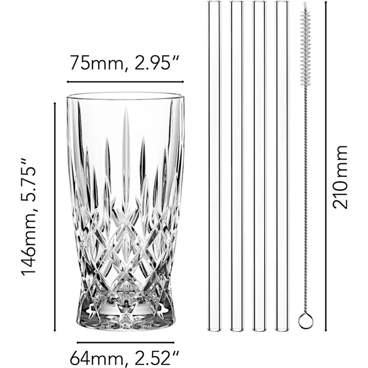 NACHTMANN 104671 NOBLESSE Latte Macchiato Gläser 4er Set und Glastrinkhalme – Bild 2
