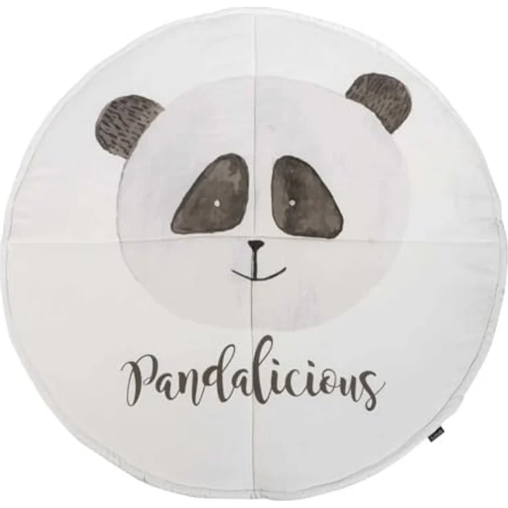 Puckdaddy Spieldecke Vala, 115cm rund, Pandabär-Design, weiß/grau – Bild 2