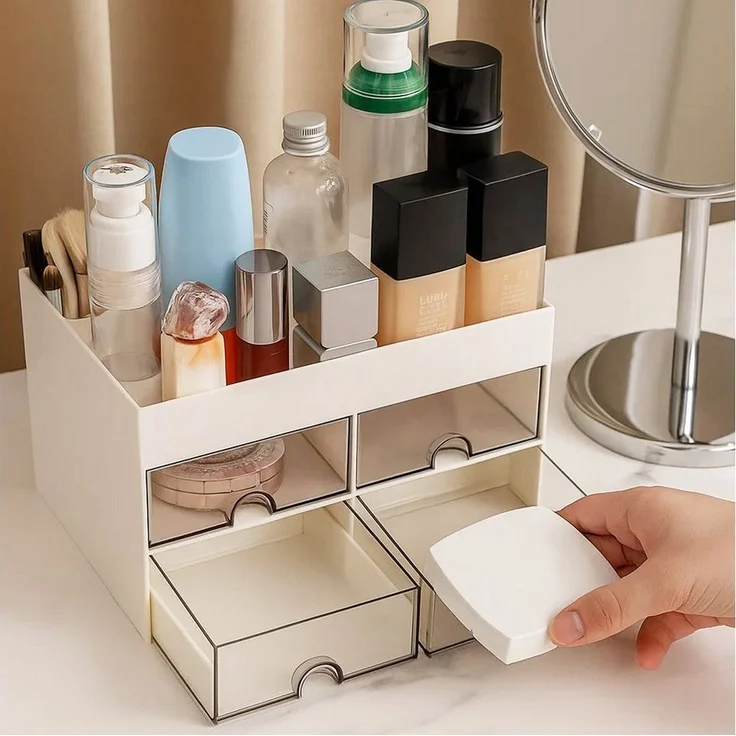 Youyijia Make-Up Organizer Make Up Organizer mit Schubladen Weiß Kosmetikorganiser – Bild 2