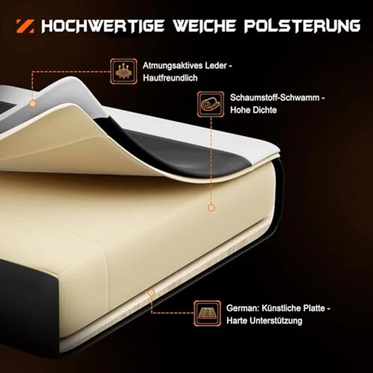 DUMOS Gaming Stuhl Ergonomischer Gaming Stuhl mit Fußstütze Atmungsaktiver PC Stuhl mit verstellbare Lendenkissen Kopfkissen und Armlehnen 150 kg Belastbarkeit Drehsessel – Bild 8