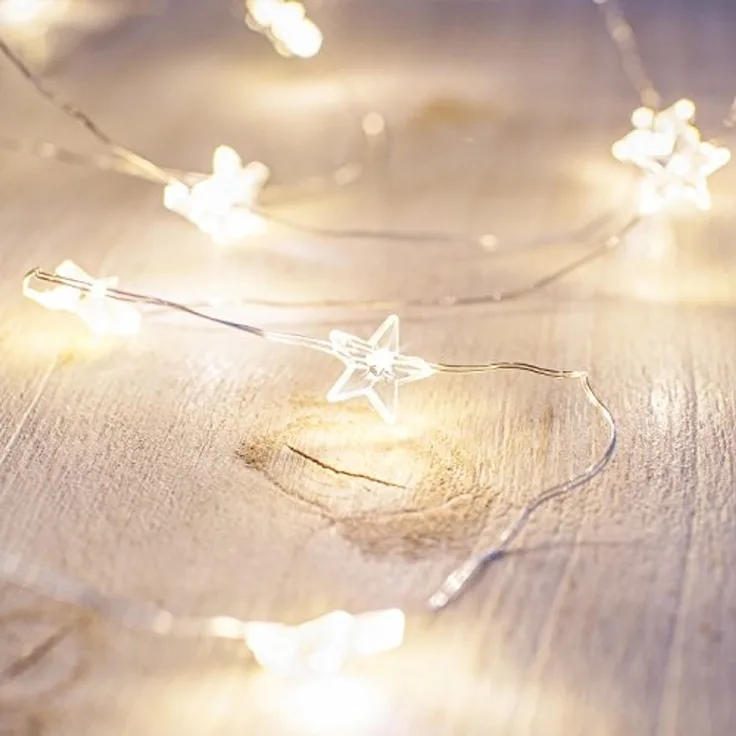Lights4fun LED-Lichterkette 40er LED Micro Lichterkette Sterne warmweiß