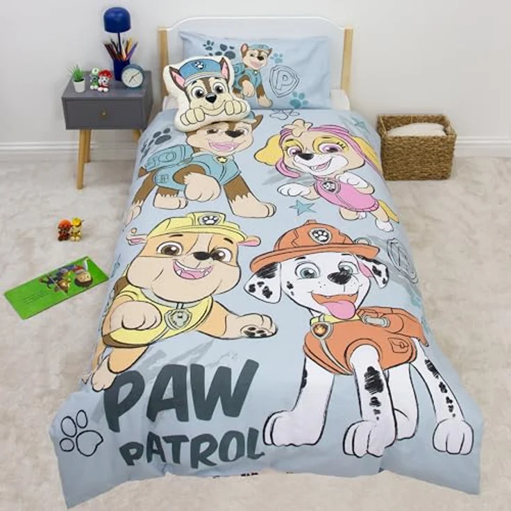 PAW PATROL offiziell Lizenziertes Skizzen-Design Einzelbettwäsche-Set | Wendbares 2-seitiges Hundebettzeug einschließlich passendem Kissenbezug | Perfekt für das Kinderzimmer | Polybaumwolle – Bild 5