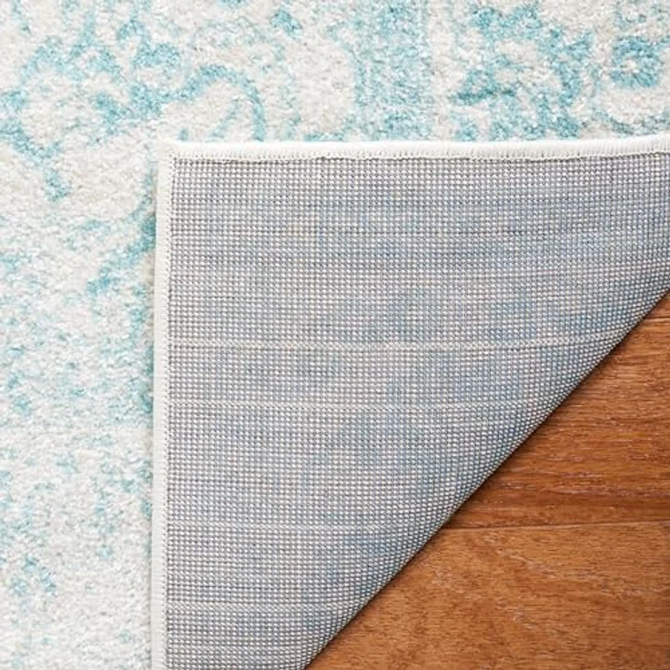 Safavieh Quadratischer Teppich 122x122 cm - Adirondack Collection - Transitional Design, Elfenbein & Hellblau, Pflegeleichte Synthetikmischung, Ideal für Wohnzimmer, Schlafzimmer, Büro – Bild 3