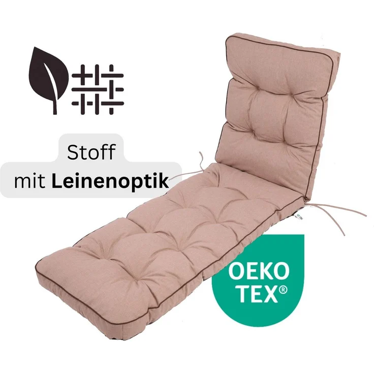TexDeko Liegenauflage Ecolen Premium 190 x 60 x 8 cm, Antirutsch-Boden, Polster für Gartenliege, UV-beständig, Wasserabweisend – Bild 3