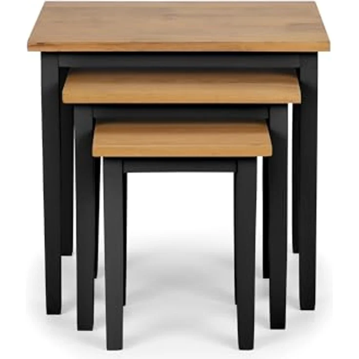 Julian Bowen Cleo Nest of Tables 3er Set, Nesting Oak Beistelltisch für Wohnzimmer, Stapelbarer Beistelltisch für kleine Räume, 46 x 48 x 33 cm - Schwarz & Eichenoptik – Bild 7
