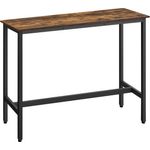 Vasagle Bartisch, Küchentisch, Küchentresen, rechteckiger Stehtisch, Metallgestell, 40 x 120 x 90 cm, einfacher Aufbau, schmal, Industrie-Design, vintagebraun-tintenschwarz LBT120B01