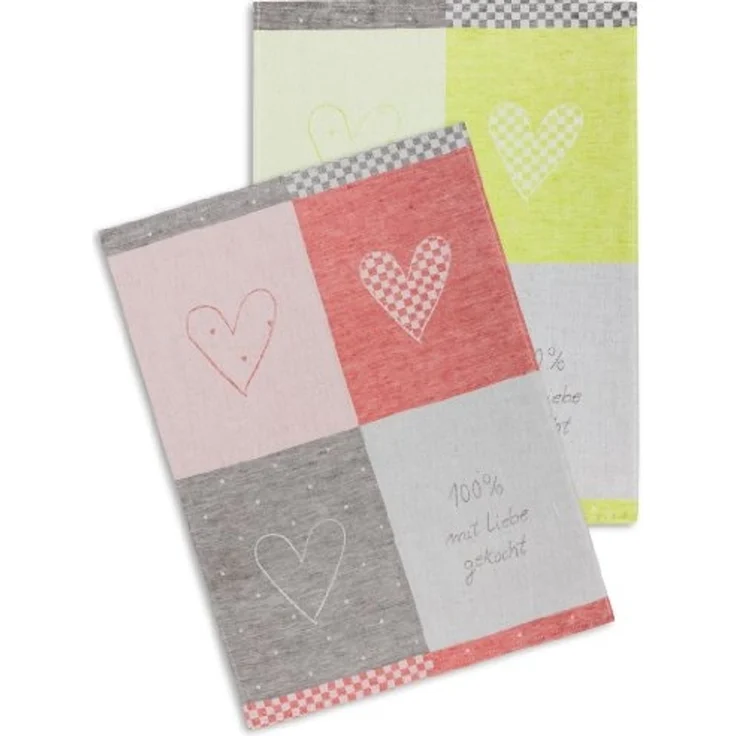 Kracht Geschirrtuch 100% Liebe, (Set, 3-tlg, Set), 3er Pack Frottee Küchenhandtücher (3 Stück), ca. 50x50cm Baumwolle – Bild 6