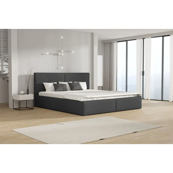 Polsterbett Doppelbett BERGEN Komplettset 120x200cm Stoff Freya Grafit