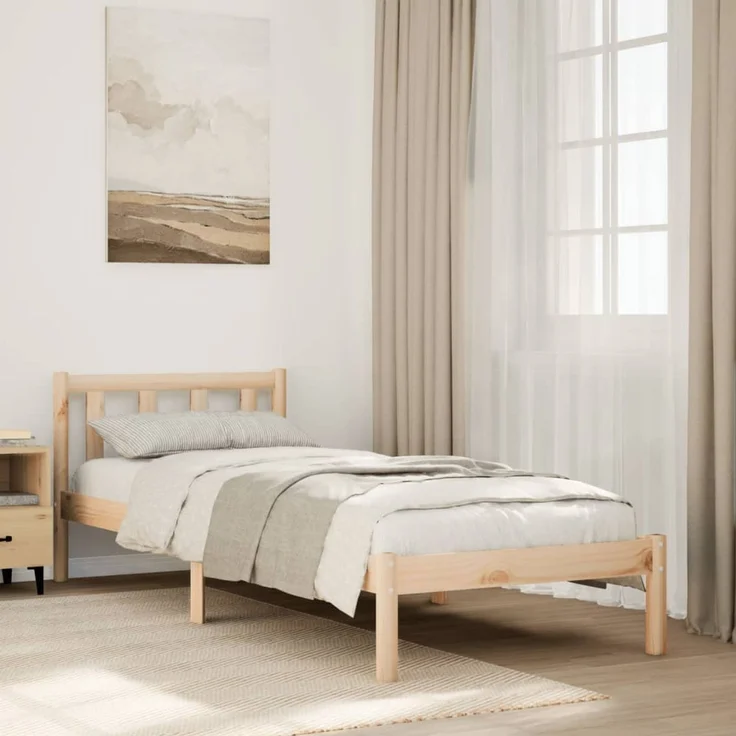 Einzelbetten, Betten für Erwachsene, Massivholzbett Extra Lang ohne Matratze 80x220 Kiefernholz de503 – Bild 2