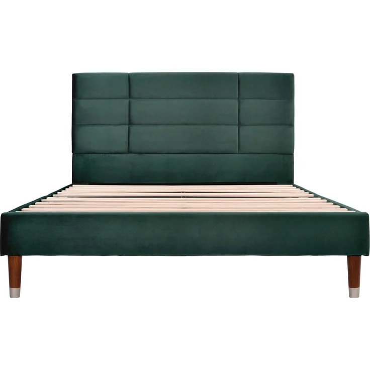 Polsterbett 140x200 mit hohem Kopfteil, Stauraum unter dem Bett, Leinenbezug, stabiles Doppelbett für Schlafzimme,Grün,mit matratze – Bild 4