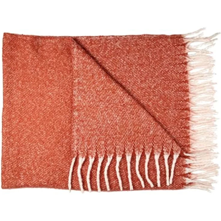 HOME DECO FACTORY, TX0078, Terracotta Plaid with Fringes, elegant and Soft Interior Textile, ideal for Sofa or Bed, Easy to Maintain, Dimensions 120x150 cm, orange Color – Bild 3