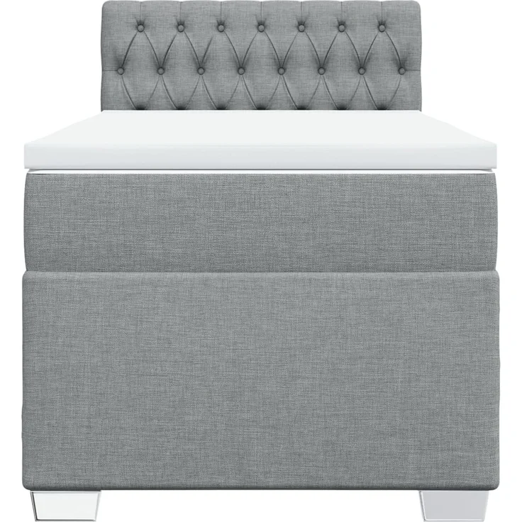 vidaXL Boxspringbett mit Matratze Hellgrau 90x190 cm Stoff 3285750 – Bild 4