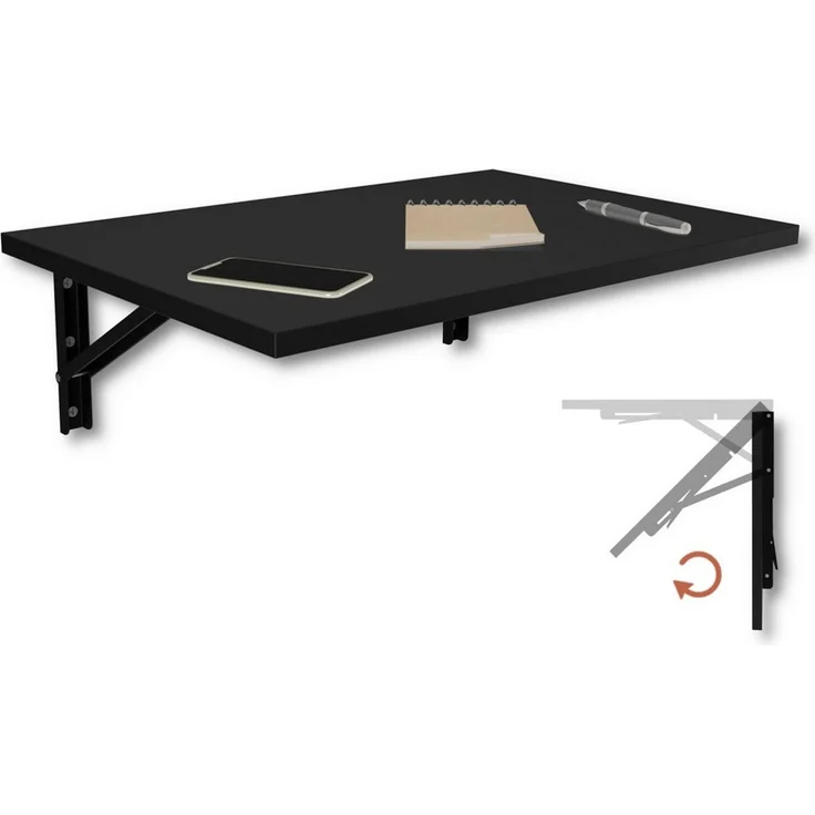 KDR Produktgestaltung Klapptisch 60x40 Wandklapptisch Esstisch Küchentisch Schreibtisch Wand Tisch, Schwarz – Bild 1