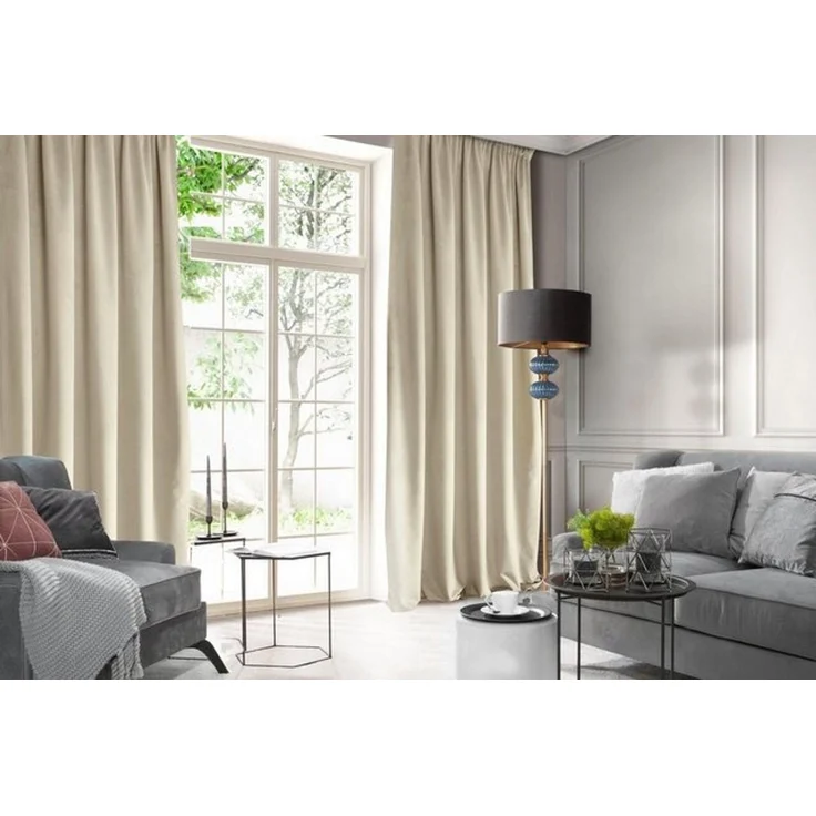Samtvorhang Velours Vorhänge zum Wohnzimmer Prachtvoll Elegant beige 140x270 cm Kräuselband – Bild 4