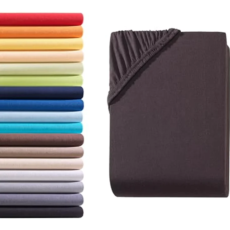 Hometex Premium Textiles Spannbettlaken Jersey Spannbettlaken 100% Baumwolle, Jersey, Gummizug: Rundumgummizug, Premium-Jersey Matratzenhöhe bis 23 cm – Bild 2