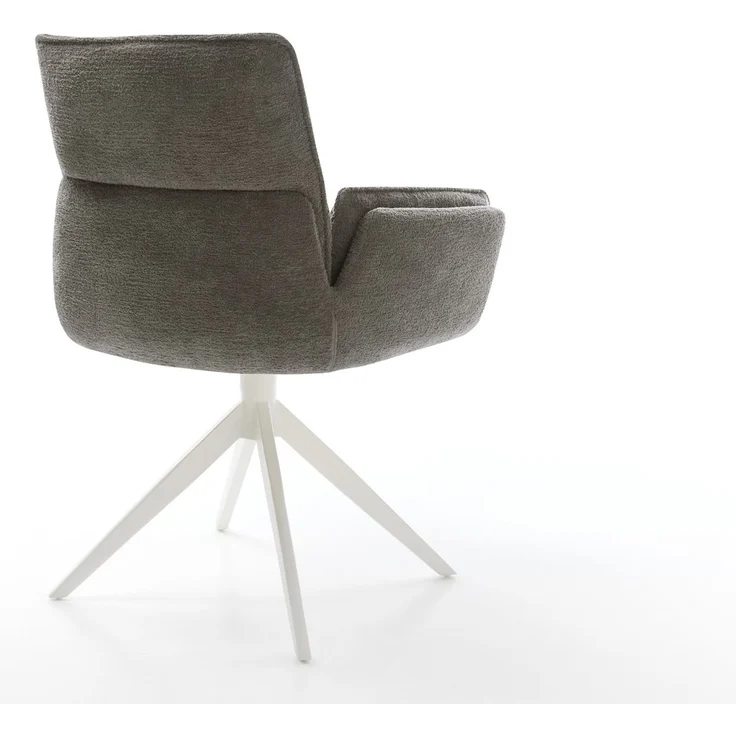 Drehstuhl Nela-Flex Bouclé Soft Schlamm Kreuzgestell breit Weiß 360° drehbar Wippfunktion – Bild 5