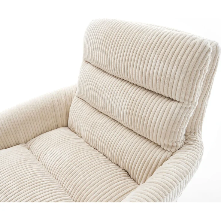 Esszimmerstuhl Abelia-Flex mit Armlehnen Cord Beige Kufengestell Schwarz – Bild 4