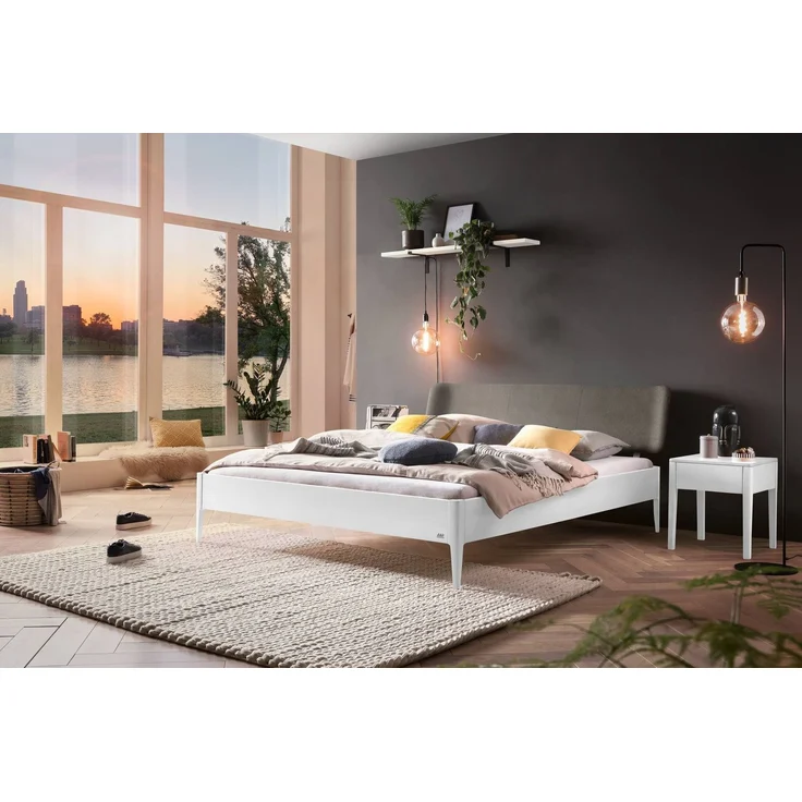Hasena Polsterbett Pienza Weiß mit gepolstertem Kopfteil 140x200 cm, Fußhöhe 20 cm MDF weiss deckend – Lounge – Bild 2