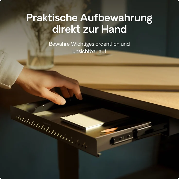 Schubladen-Organizer unter dem Schreibtisch, 41 x 27 x 5 cm, Hochwertiger Stahl, Ausziehbarer Platzsparer Schwarz – Bild 2