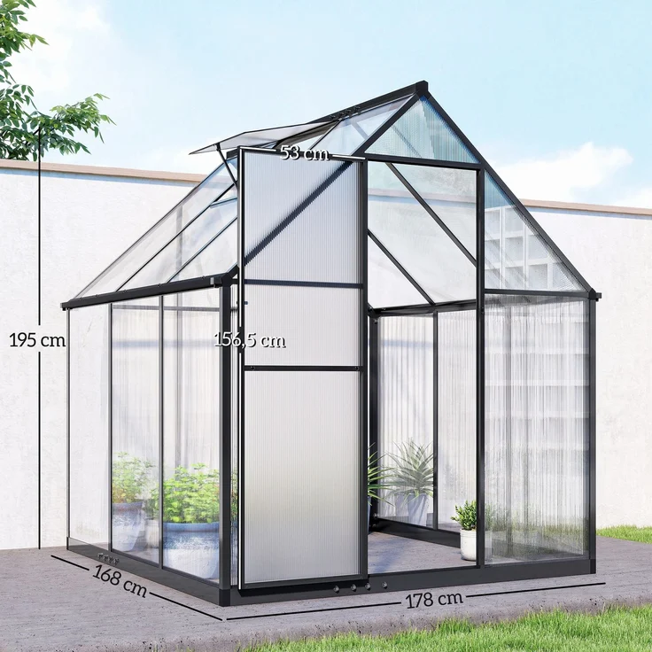 MELAYR, Gewächshaus aus Aluminium und Polycarbonat, Schneller Aufbau, 121 x 64 x 20,5 cm, Transparent – Bild 5
