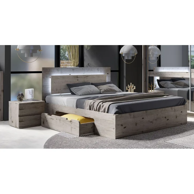 Schlafzimmer-Set komplett Togo mit Beleuchtung Ausführung Wellington Eiche