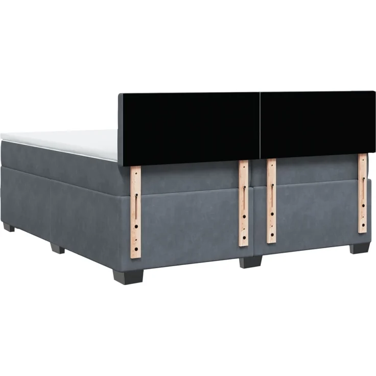 vidaXL Boxspringbett mit Matratze Dunkelgrau 200x200 cm Samt 3286415 – Bild 9