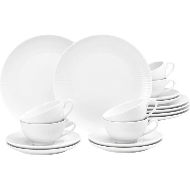 Seltmann Weiden Teeservice Geschirr-Set, 18 Teile, Amina, groß (18-tlg), 6 Personen, Porzellan, Tassen, Untertassen, Teller, Made in Germany, 18 Teile, für 6 Personen
