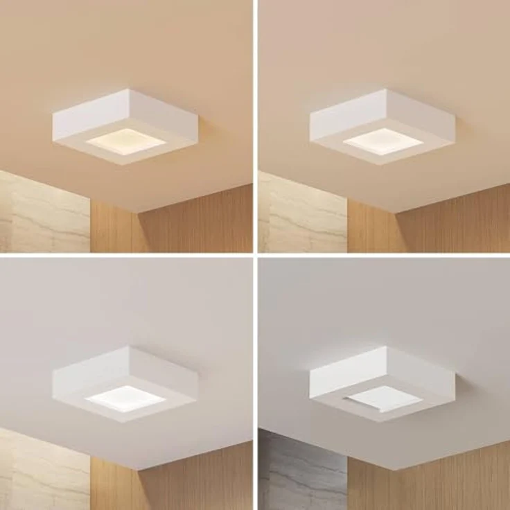 PRIOS LED Deckenleuchte Alette, moderne 1-flammige Badezimmerlampe aus weißem Aluminium mit energiesparendem Licht – Bild 3