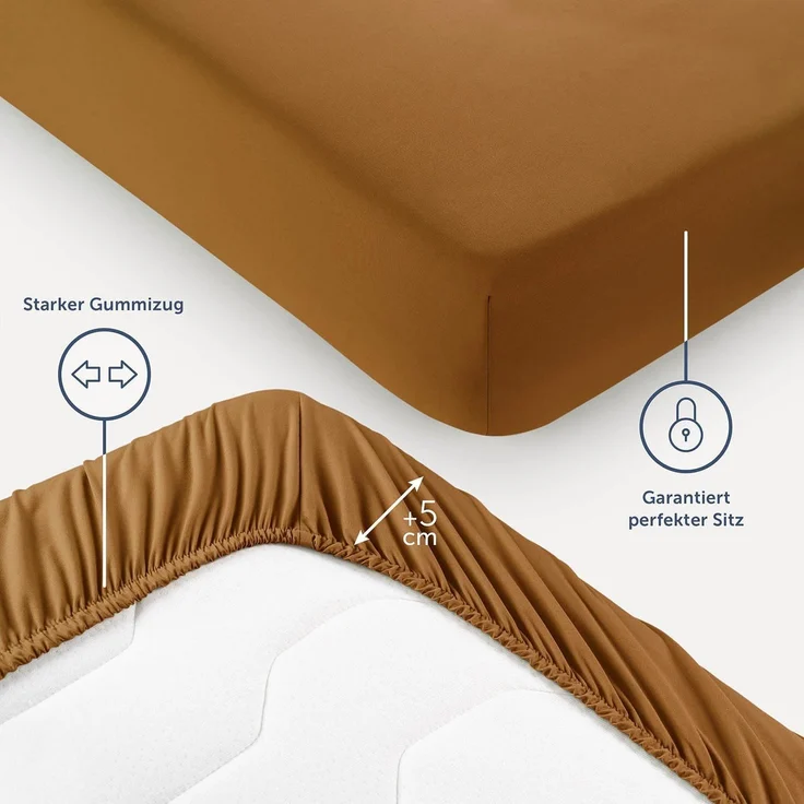 Blumtal® Spannbettlaken 80x200 cm - Spannbettlaken Microfaser - Oekotex zertifiziertes Bettlaken 80x200 cm - Spannbettlaken 80x200 cm - Spannbettücher 80x200 cm - Laken - Pumpkin Spice - Braun – Bild 3