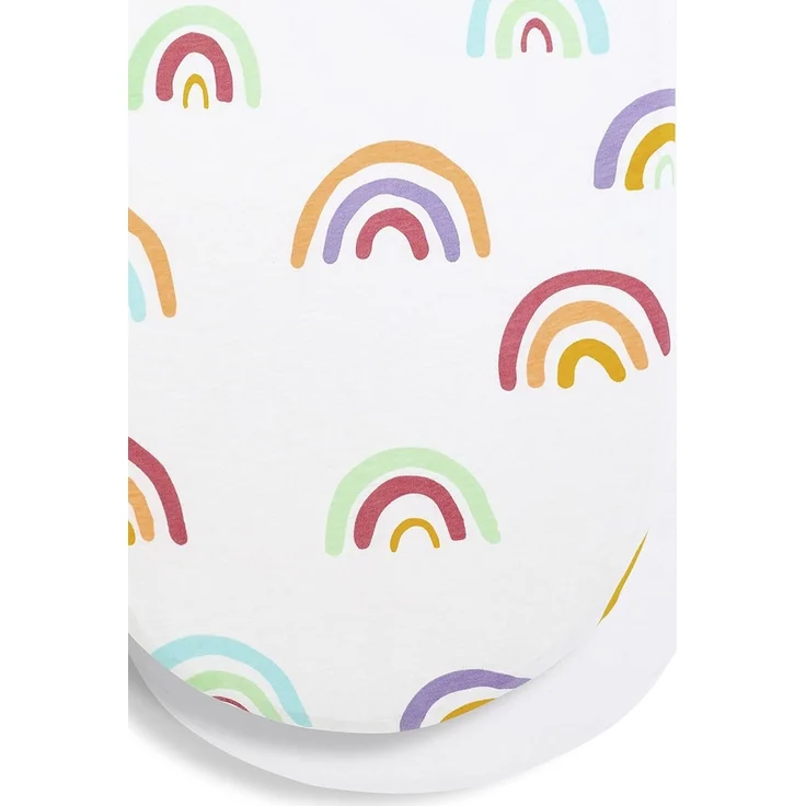 Snüz Moseskorb/Kinderwagen Bezug 75x35 cm - Regenbogen Design - Leichte, Atmungsaktive & Luxuriöse Baumwolle, die für Kinderwagen & Moses Körbe Geeignet ist - Spannbettlaken im 2er Set – Bild 1