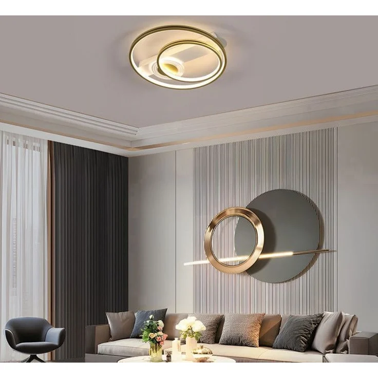 DELIPOP – Dimmbare 46 – W – LED – Deckenleuchte mit Fernbedienung – Gold – 3000 – 6500 K – Modernes Design – Wohnzimmer – /Schlafzimmerbeleuchtung – 50x45x7cm – Bild 3