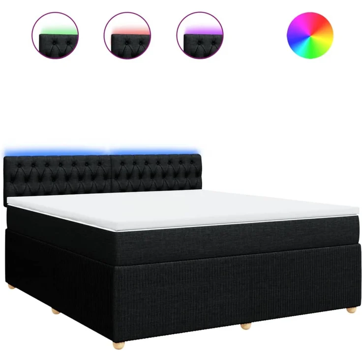 vidaXL Boxspringbett mit Matratze Schwarz 180x200 cm Stoff 3289844 – Bild 2