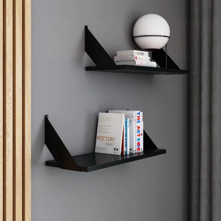 AKKE Wandregal, Hängeregal FLAT modern mit schwarzen Befestigungen 2mm PVC LOFT – Bild 5