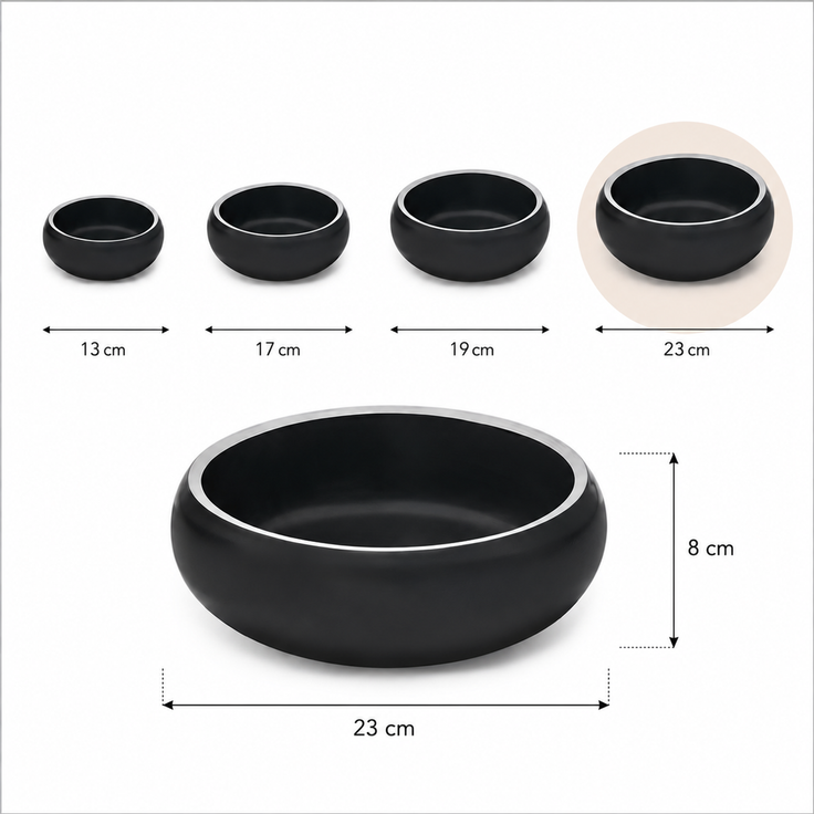 belviona Hundenapf Edelstahl, Futternapf & Wassernapf mit rutschfester Unterseite, robust & hygienisch, 23 cm Durchmesser, 2000 ml, schwarz – Bild 4