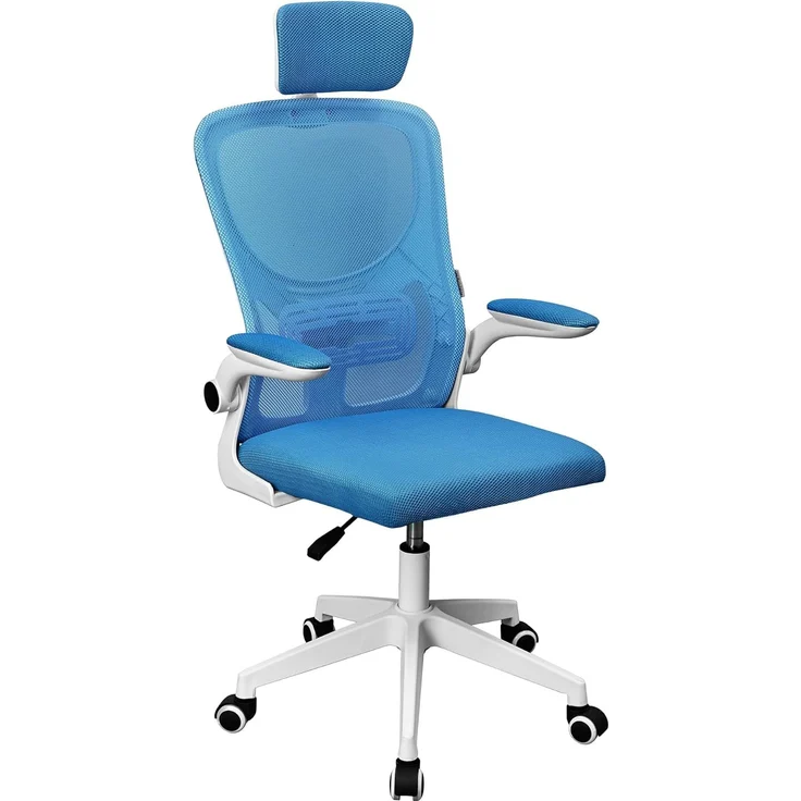 MARSGAMING MGC-ERGOPLUS, Professioneller Ergonomischer Stuhl, Dynamische Lendenwirbelstütze, Atmungsaktives Netz, Höhenverstellbar 115 und 125cm, Klappbare Armlehnen, Verstellbare Kopfstütze, Blau
