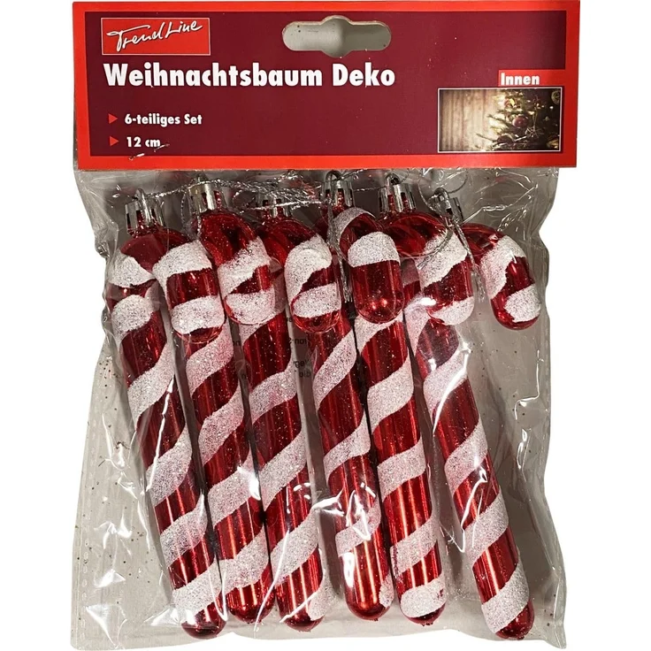 TrendLine Zuckerstangen aus Kunststoff 12cm 6 Stück Candy Cane Weihnachtsdeko – Bild 3