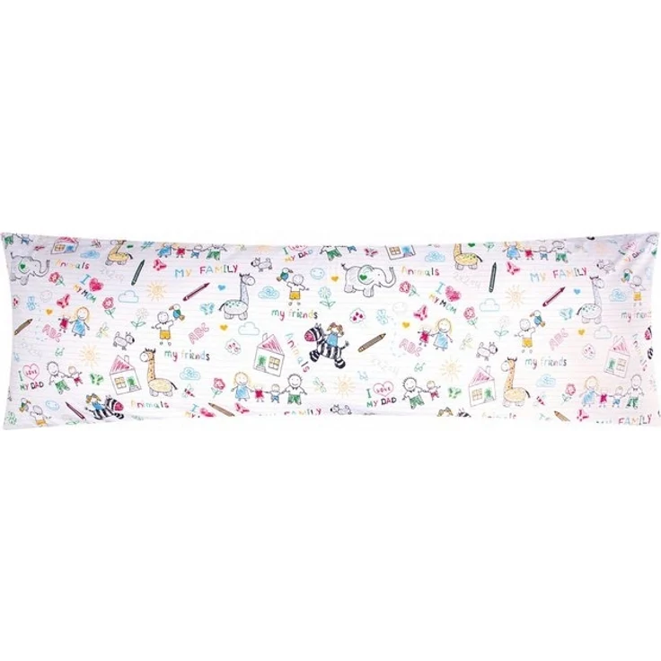 Heubergshop Seitenschläferkissenbezug, (1 Stück), 40x145cm Familie und Tiere gemalt - 100% Baumwolle Kinder (My Family) – Bild 2