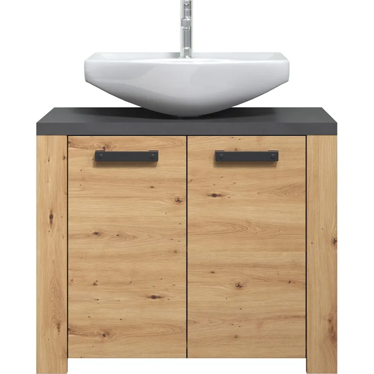 Waschbeckenunterschrank Franka / Follow, Holzwerkstoff, Holzfarben, 79 x 67 x 35 cm