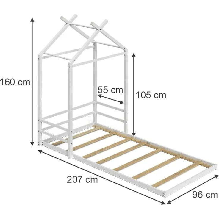 Bodenbett Roofy Weiß 90x200 Vitalispa – Bild 3